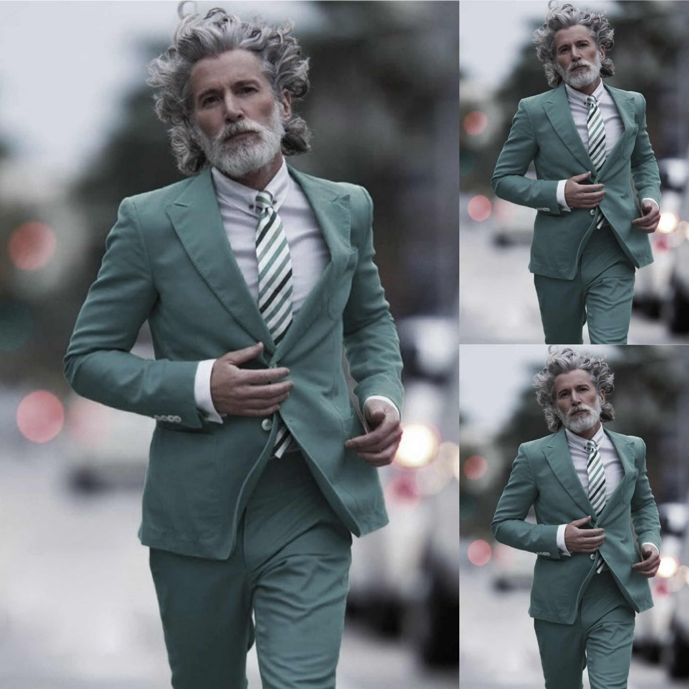 Aiden Shaw in a toned down image of the Gucci bright green suit